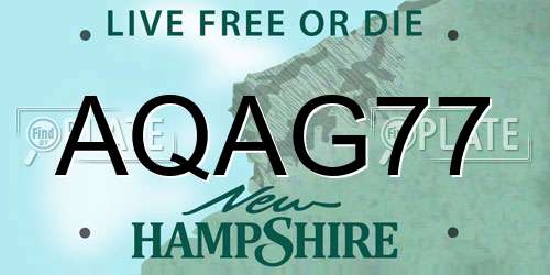 AQAG77 New Hampshire License Plate