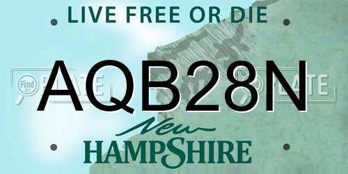 AQB28N New Hampshire License Plate