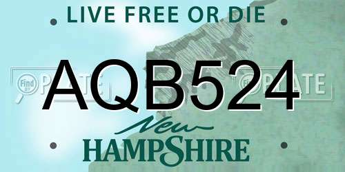 AQB524 New Hampshire License Plate
