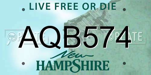 AQB574 New Hampshire License Plate