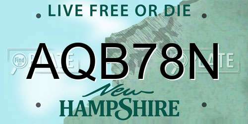 AQB78N New Hampshire License Plate