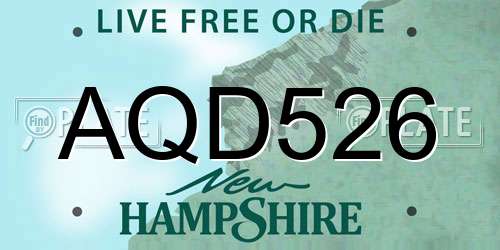 AQD526 New Hampshire License Plate