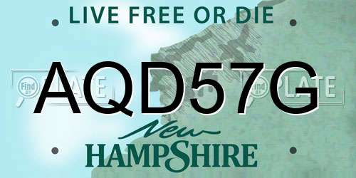 AQD57G New Hampshire License Plate