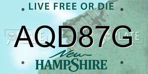 AQD87G New Hampshire License Plate