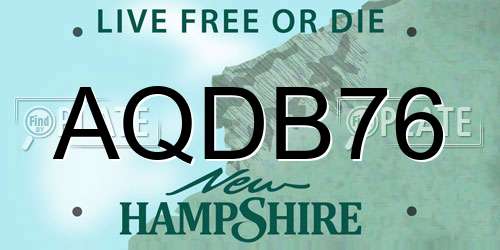 AQDB76 New Hampshire License Plate