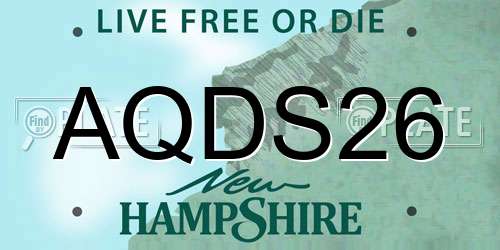 AQDS26 New Hampshire License Plate