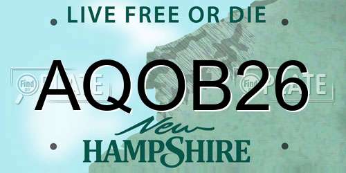 AQOB26 New Hampshire License Plate