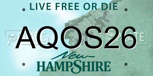AQOS26 New Hampshire License Plate