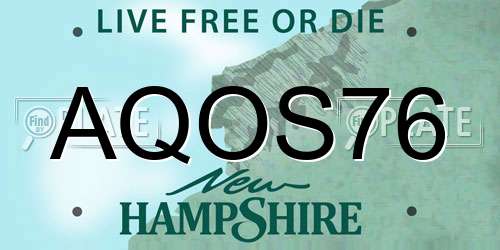 AQOS76 New Hampshire License Plate