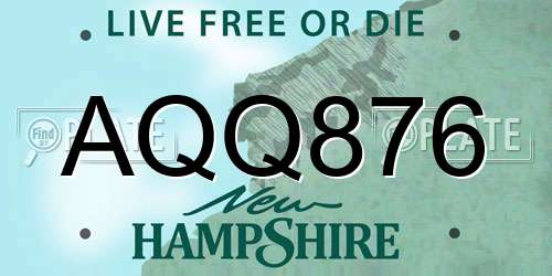 AQQ876 New Hampshire License Plate