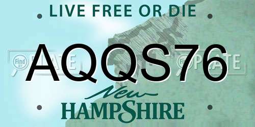 AQQS76 New Hampshire License Plate