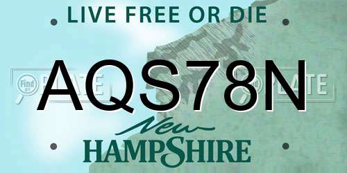 AQS78N New Hampshire License Plate