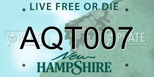 AQT007 New Hampshire License Plate