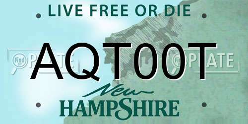 AQT00T New Hampshire License Plate