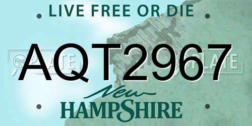 AQT2967 New Hampshire License Plate