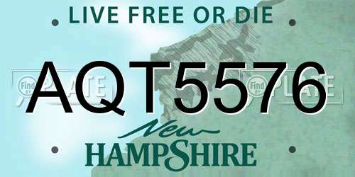AQT5576 New Hampshire License Plate