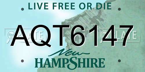 AQT6147 New Hampshire License Plate
