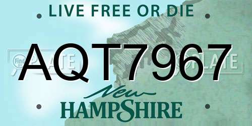 AQT7967 New Hampshire License Plate