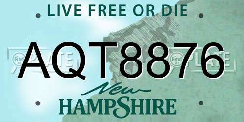 AQT8876 New Hampshire License Plate