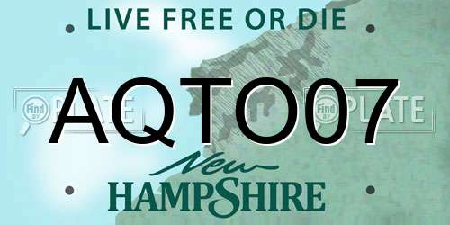 AQTO07 New Hampshire License Plate