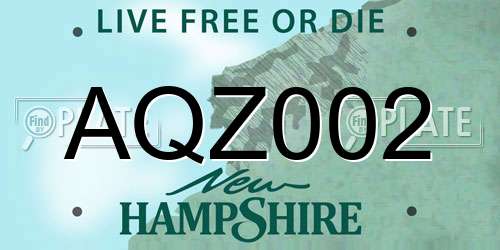 AQZ002 New Hampshire License Plate