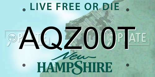 AQZ00T New Hampshire License Plate