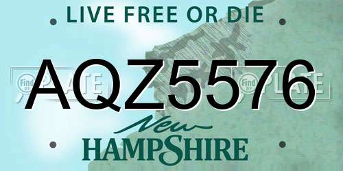 AQZ5576 New Hampshire License Plate