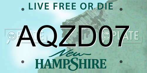 AQZD07 New Hampshire License Plate