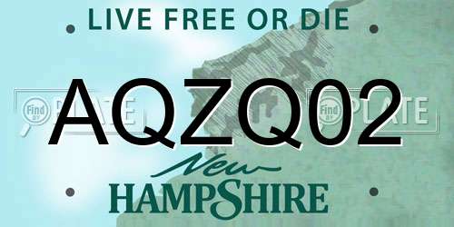 AQZQ02 New Hampshire License Plate