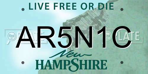 AR5N1C New Hampshire License Plate
