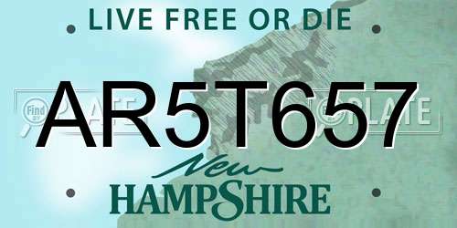 AR5T657 New Hampshire License Plate