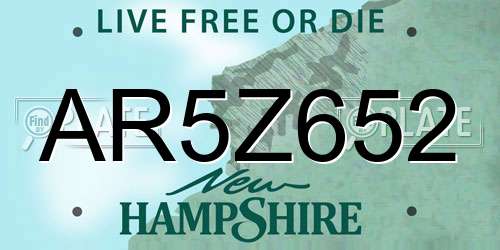 AR5Z652 New Hampshire License Plate