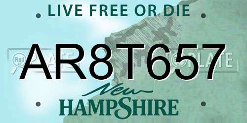 AR8T657 New Hampshire License Plate