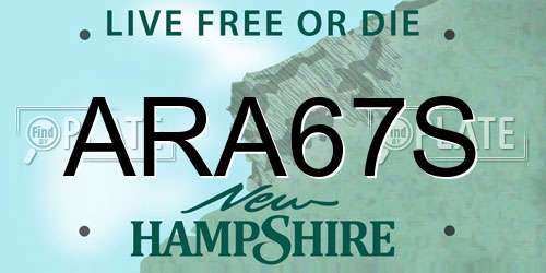 ARA67S New Hampshire License Plate