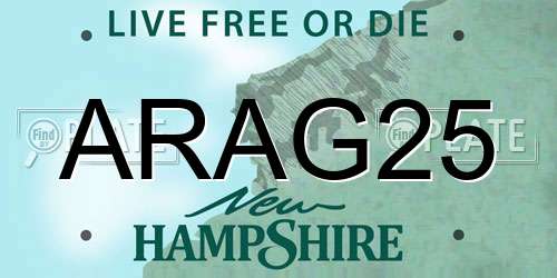 ARAG25 New Hampshire License Plate