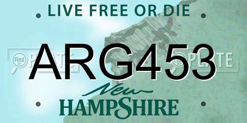 ARG453 New Hampshire License Plate