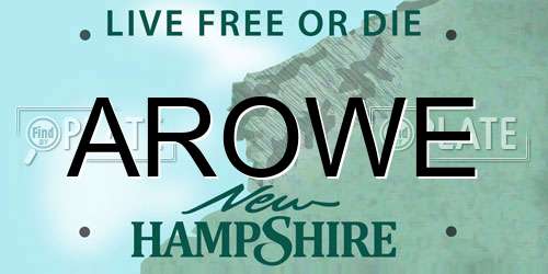 AROWE New Hampshire License Plate