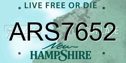 ARS7652 New Hampshire License Plate