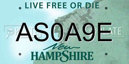 AS0A9E New Hampshire License Plate