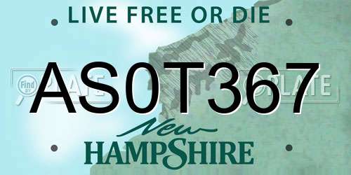 AS0T367 New Hampshire License Plate