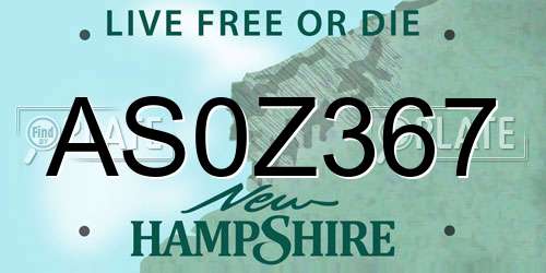 AS0Z367 New Hampshire License Plate