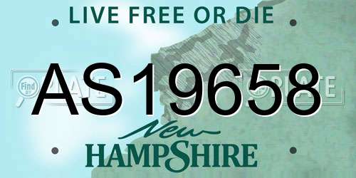 AS19658 New Hampshire License Plate