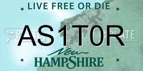 AS1T0R New Hampshire License Plate
