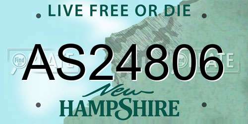 AS24806 New Hampshire License Plate