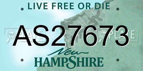 AS27673 New Hampshire License Plate