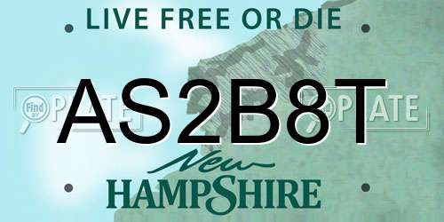 AS2B8T New Hampshire License Plate