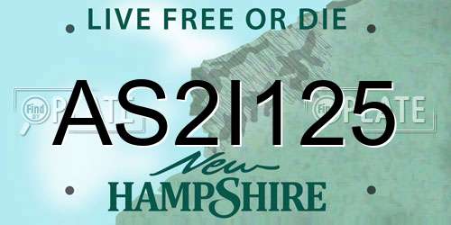 AS2I125 New Hampshire License Plate