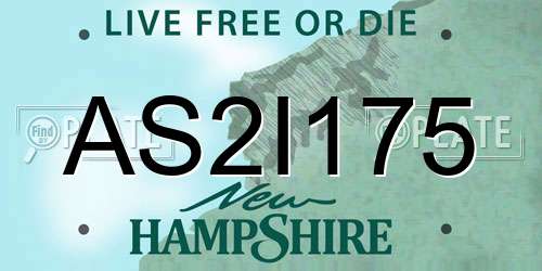 AS2I175 New Hampshire License Plate