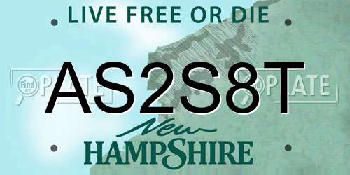 AS2S8T New Hampshire License Plate
