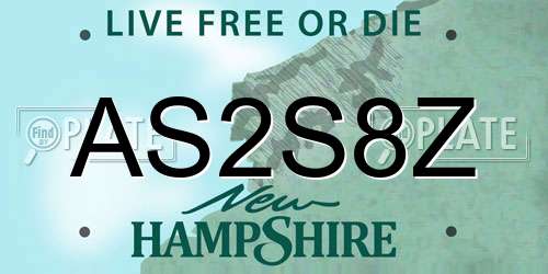 AS2S8Z New Hampshire License Plate